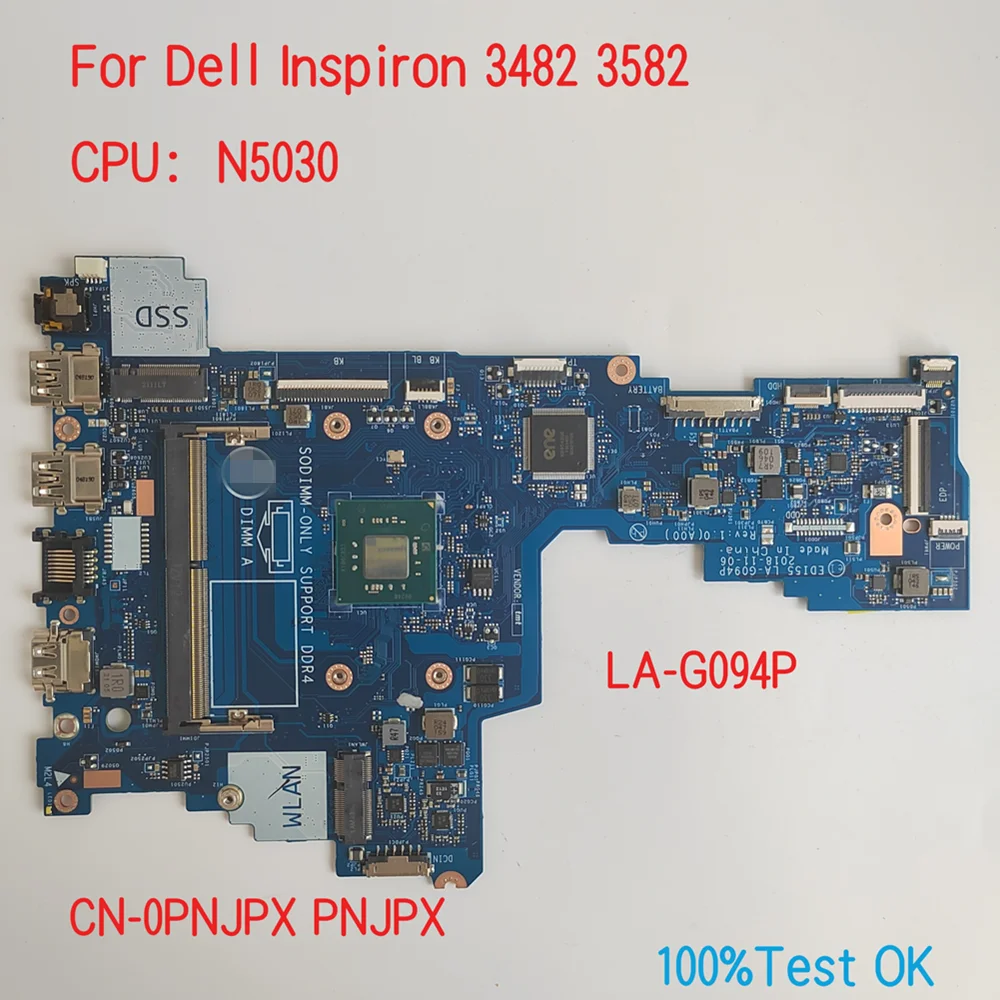 

LA-G094P для Dell Inspiron 3482 3582 материнская плата для ноутбука CPU N5030 CN-0PNJPX PNJPX 100% Test OK