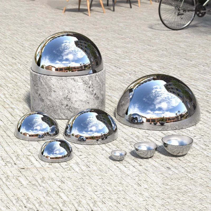 1-5Pcs Dia 51-300mm 304 Stainless Steel Hollow Half Ball Mirror Decoration Half Ball Stainless Steel  Half Ball Floating Ball