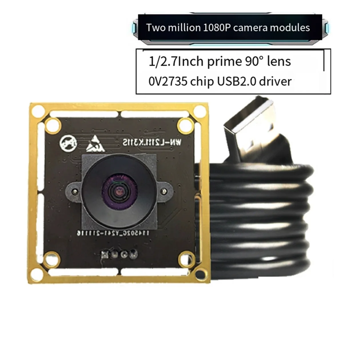 Top Sale 2MP HD 1080P OV2735 USB Camera Module FF 95° MJPEG, YUY2 Driver Free Plug-N-Play for Android Linux OSX