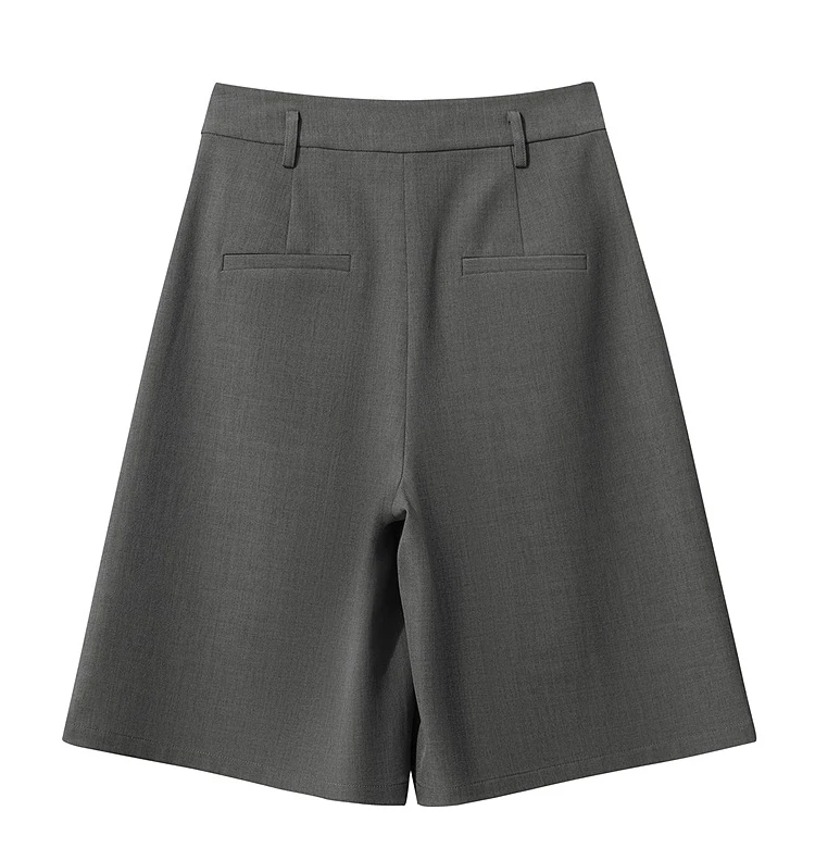 Amii Shorts for Women Simple Solid Versatile Casual Midi Wide Leg Pants 2025 Summer New Bottoms Office Lady Clothes 12553049