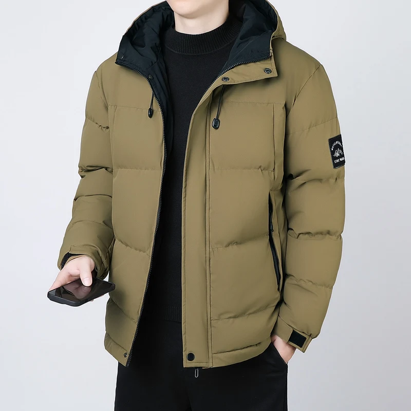 

Winter Cotton-padded Men Fashion Hooded Youth Leisure Sports Thick Down Padded Jacket Warm Cotton-padded Daily Casual Trend Coat