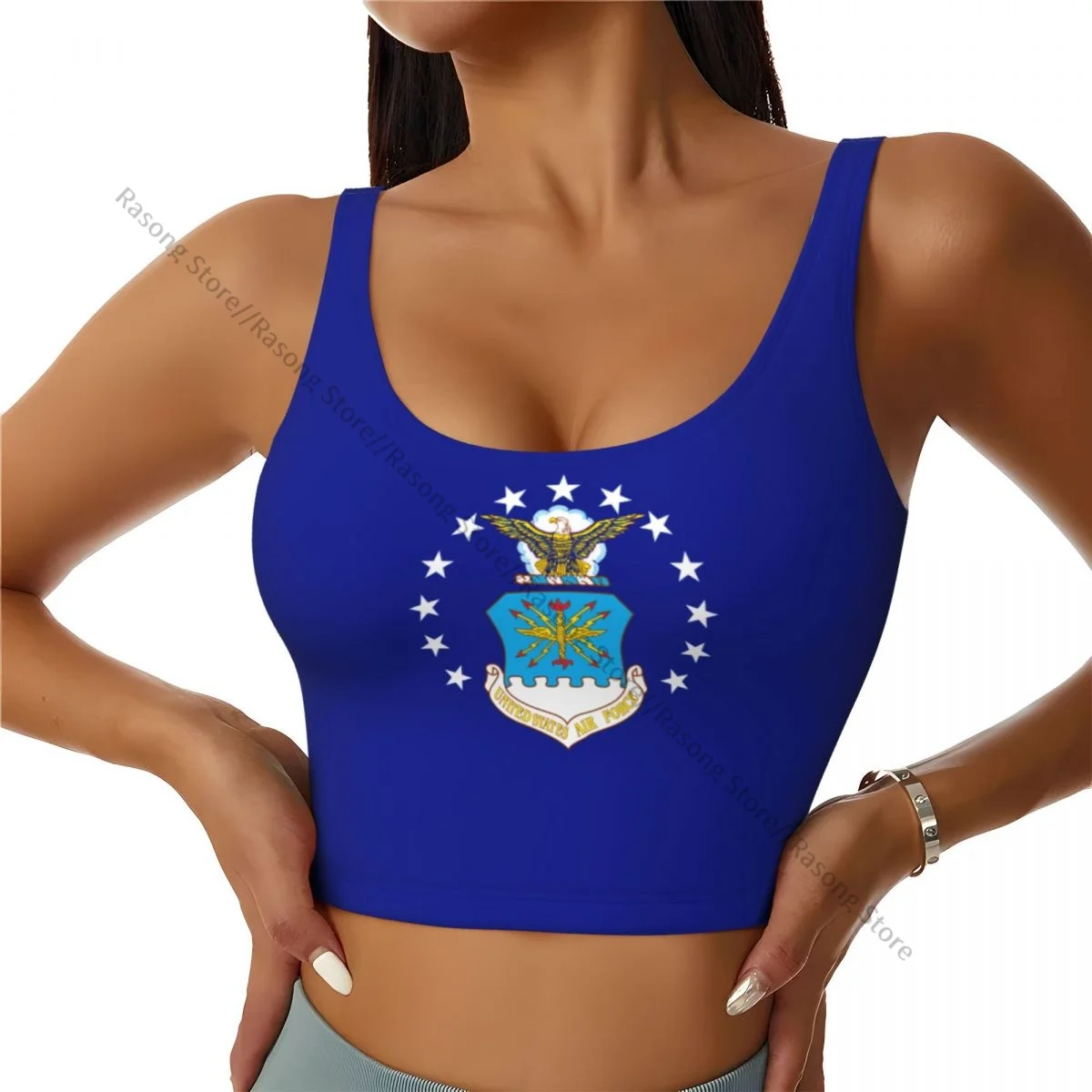 Yoga Vest Women Gym Sports Crop Tops US Air Force Flag Streetwear Workout Breathable Tank Top Female