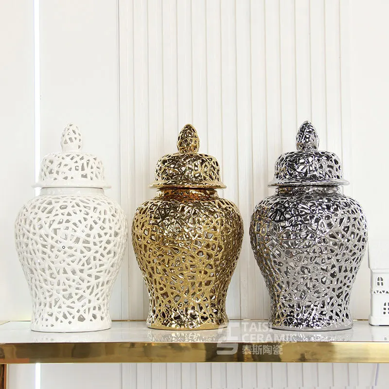 

Popular Modern Creative Ceramic Desktop Decoration General Jar Home Ornament Crafts Storage Jar Exhibition Hollow Jar