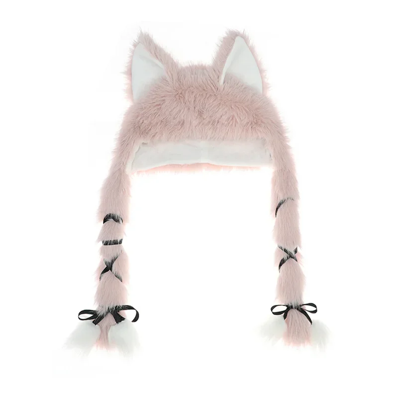 Chapeau de chat Stardust rose pour femme, bonnet d'oreille chaud en peluche pour fille, vêtements de sauna mignons, accessoires de costume de cosplay Lolita, automne, hiver
