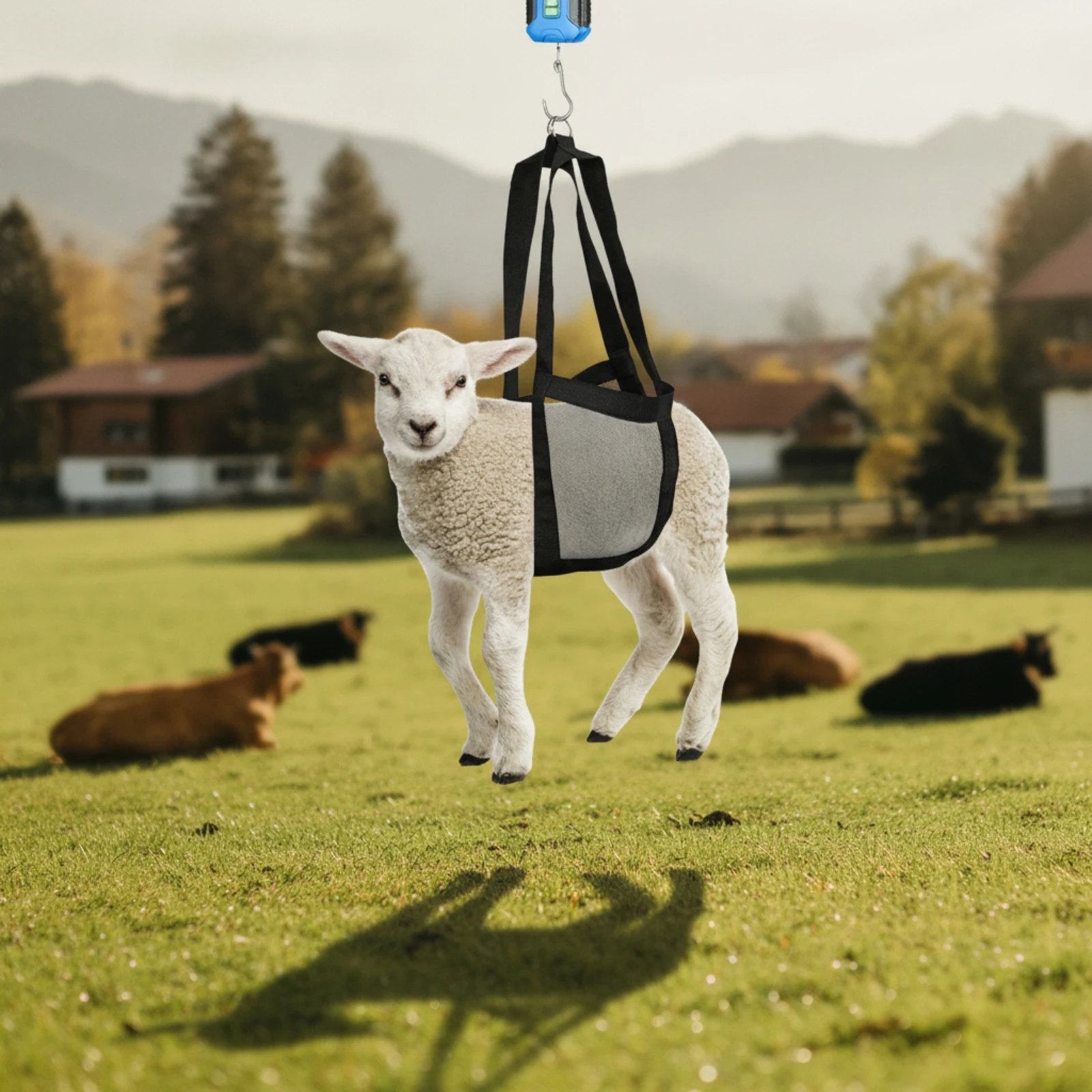 Pet Weighing Bag Breathable Mesh Animal Weighing Sling with D-Rings Hanging Weight Sling Adjustable Reinforced for Veterinarians