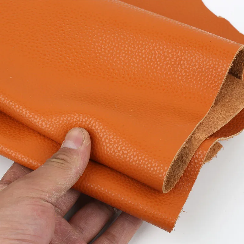 First Layer Cowhide Leather, Genuine Leather, Orange Furniture, Sofa Headboard, Car Seat, Soft Cowhide, Lychee Patterned Leather