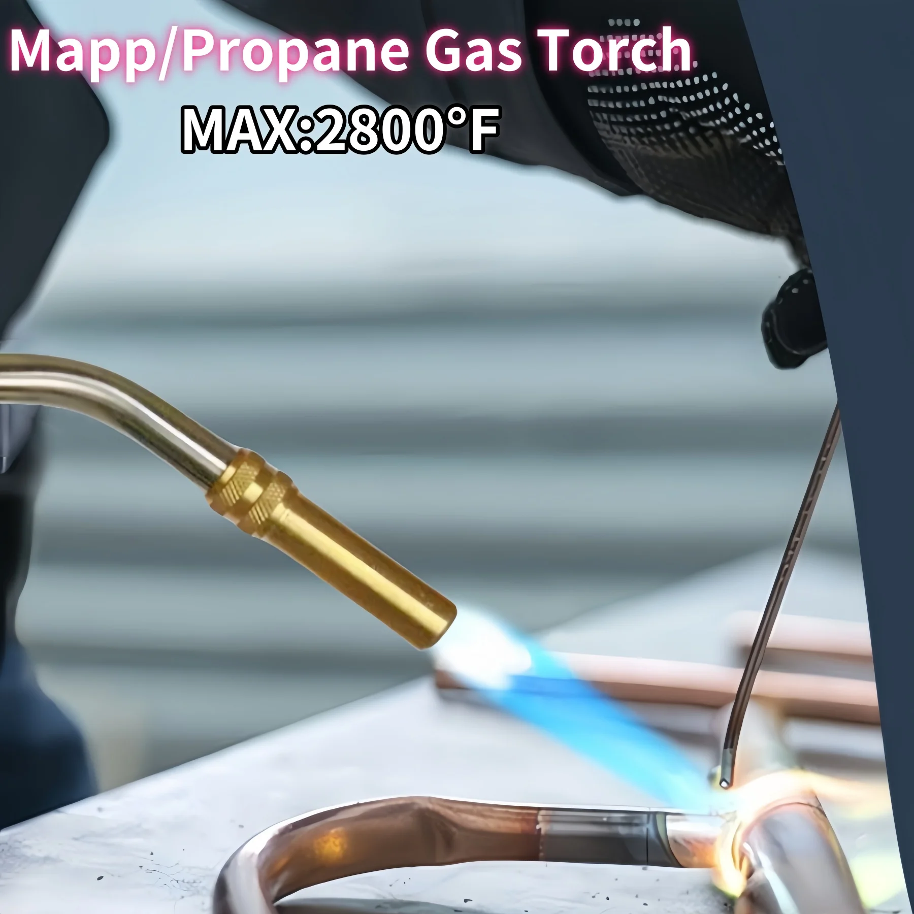 Propane Torch Head,MAPP and MAP. PRO Gas Torch, Equipped with 4FT Hose Welding Tool,Used forWelding, Brazing, Thawing,Soldering