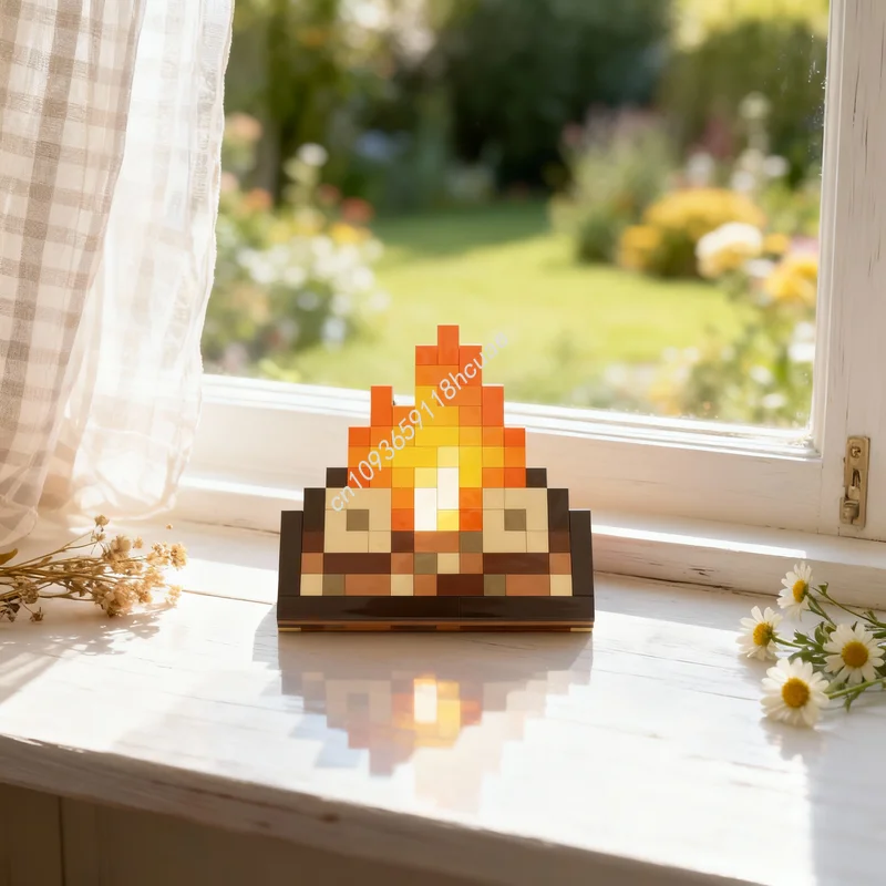 

128 деталей MOC Набор для сборки «Костёр» из серии «Мой мир», конструктор, развивающая игрушка, креативный подарок на Рождество и День рождения