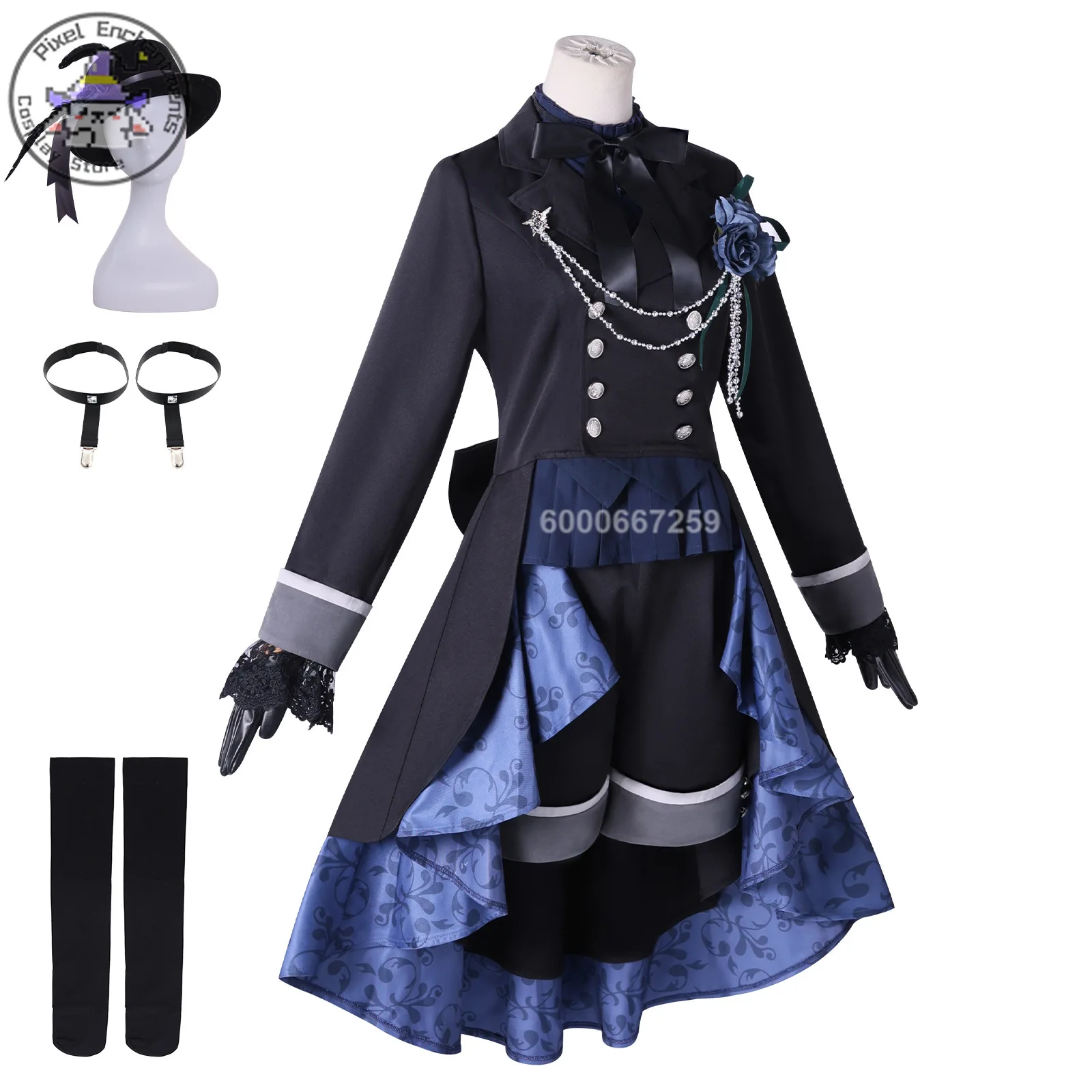 High quality Black Butler Ciel Black Rose Cosplay costume Women Classic Gothic Dress Anime outfit Role playing Comic con party view 2