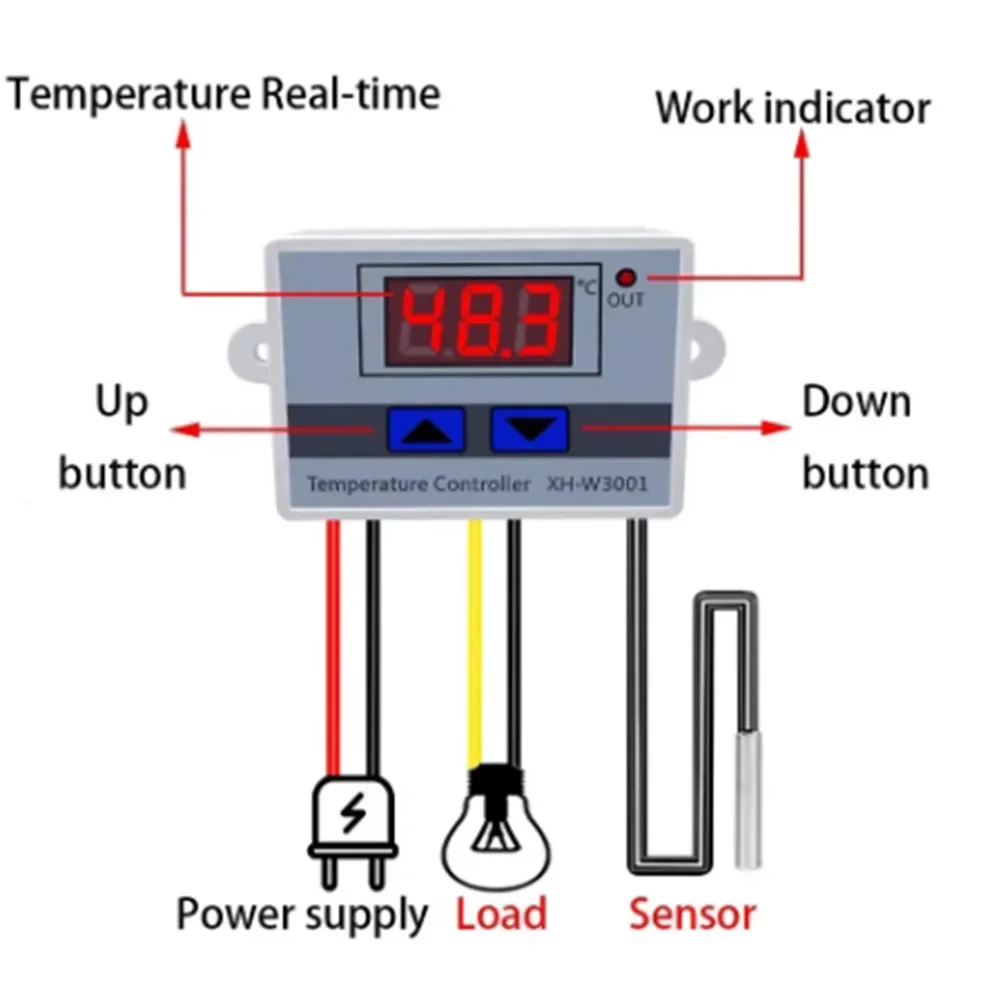 Digital Temperature Controller For XH-W3001 For Microcomputer Temperature Control 12V,24V,220V/1500W,110-220V*1500W Controller