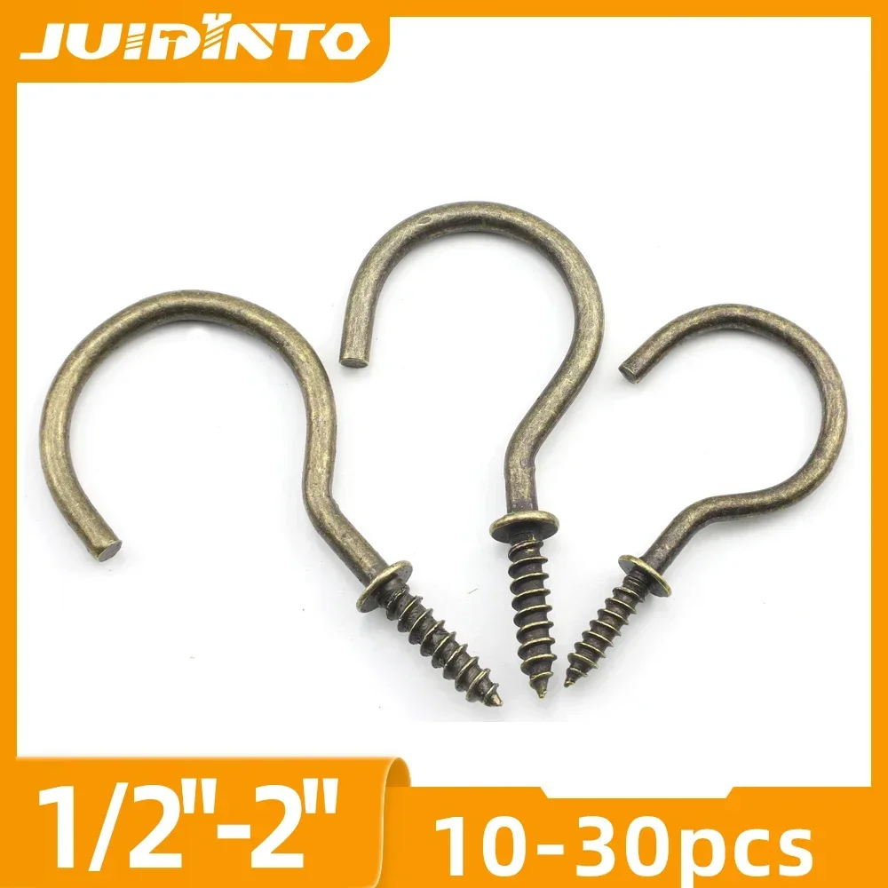 JUIDINTO 10-30pcs Bronze Cup Hook Screws 1/2\