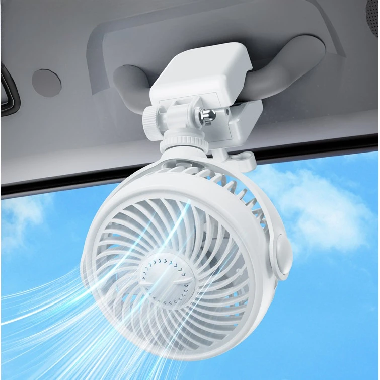 Hipacool Portable Car Clip on Fan Handheld Baby Stroller Fan Summer Cooler Clamp 4 Speed Wind 2000mAh Rechargeable Baby Cart Fan