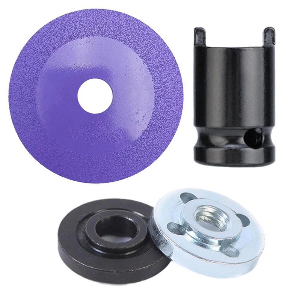 Glass Cutting Disc Set with Adapter 10cm Ultra-Thin Saw Blade Jade Crystal Grinding Chamfering Cutting Blade Purple