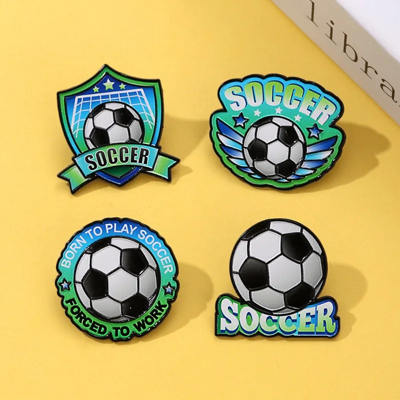 Fashion Soccer Brooch Cute Cartoon Football Alloy Pin Badge for DIY Clothes Bags Shoes Hat T-shirt Jeans Unisex Accessories