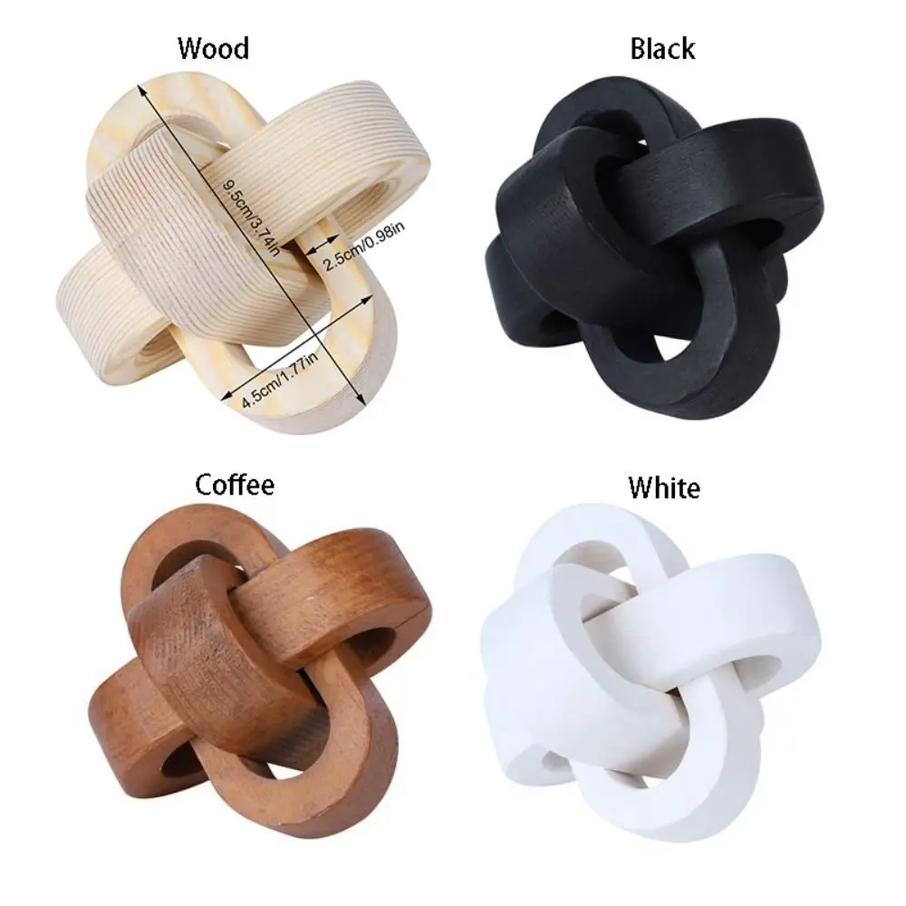 Creative Art Craft Wood Knot Ornament Handmade 3-Link Chain Wooden Buckle Hand-carved Wooden Chain Ball Home Decor
