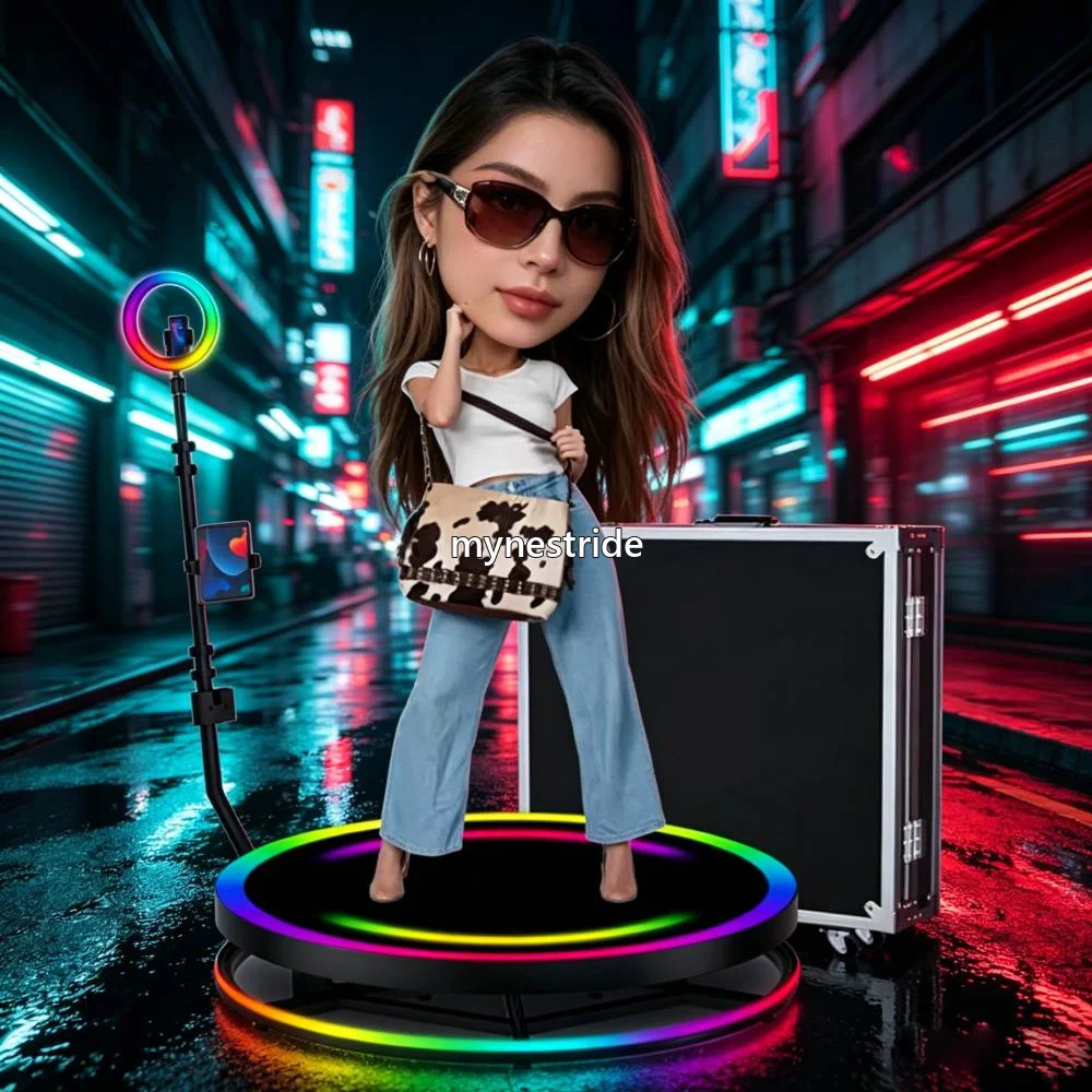 Immagina il Replay | Stile di lancio della linea Beauty | Cabina fotografica a 360° / Cabina fotografica portatile / Cabina fotografica panoramica a 360 gradi / Flight case / Telecomando /