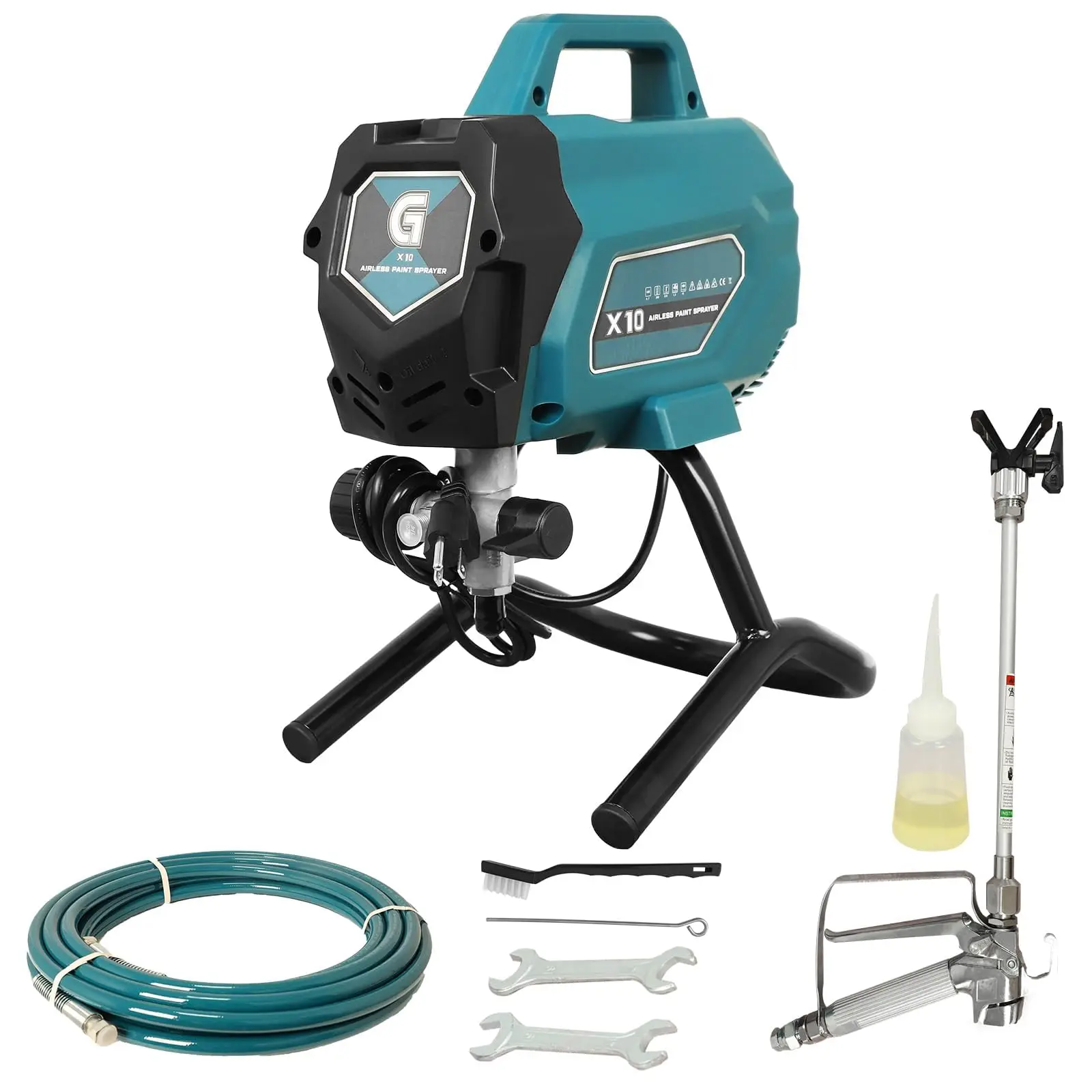 

750W Airless Paint Sprayer, 3300 PSI & 0.32 GPM Electric Spray Gun for Efficient Painting, Extension Pole & Cleaning Kit