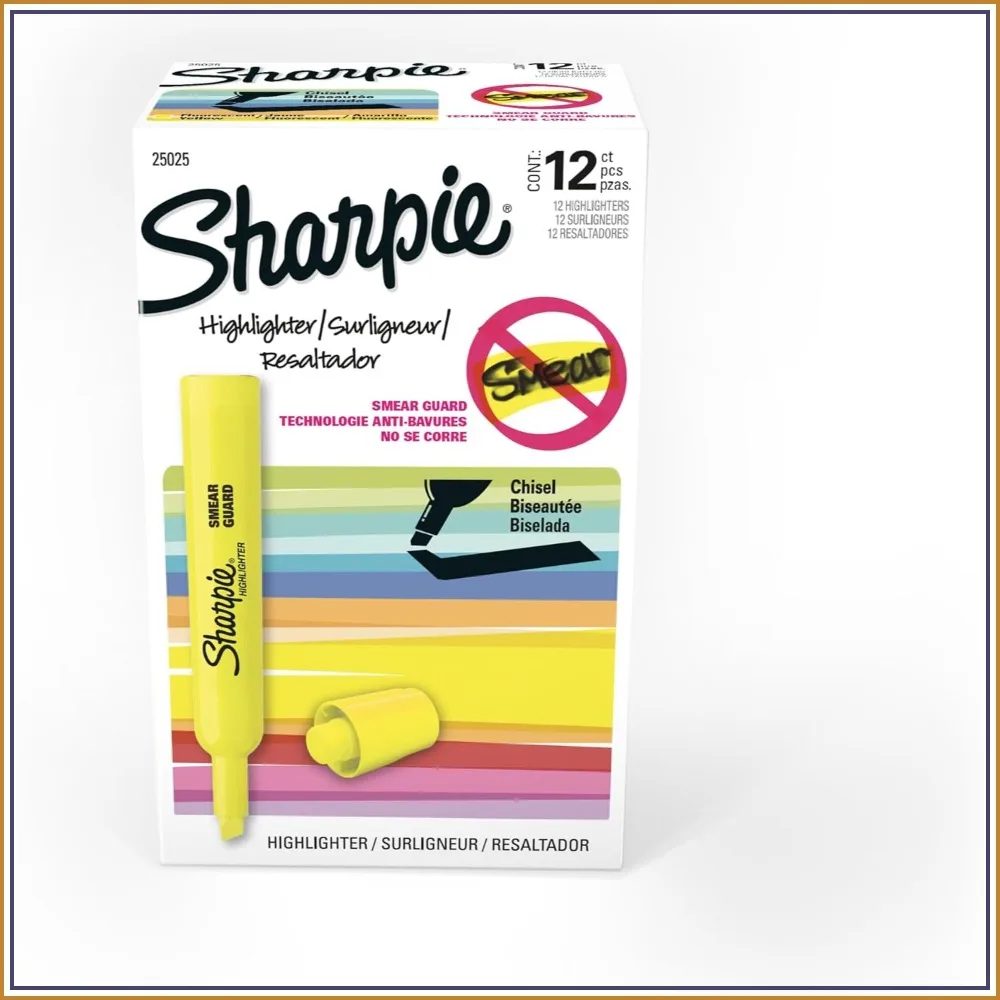 

Chisel Tip Highlighters, Fluorescent Yellow, 12 Count - Long-Lasting Ink for Clear Marking