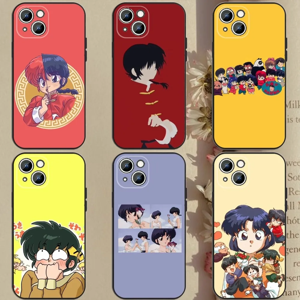Cartoon R-RANMA 1 2 Phone Case Phone Case For Apple iPhone 15,14,13,12,11,XS,XR,X,8,7,Pro,Max,Plus,mini Silicone Black Cover