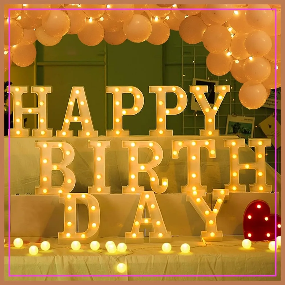 

138-Piece LED Marquee Letters & Balloons for Birthday Party Decor White