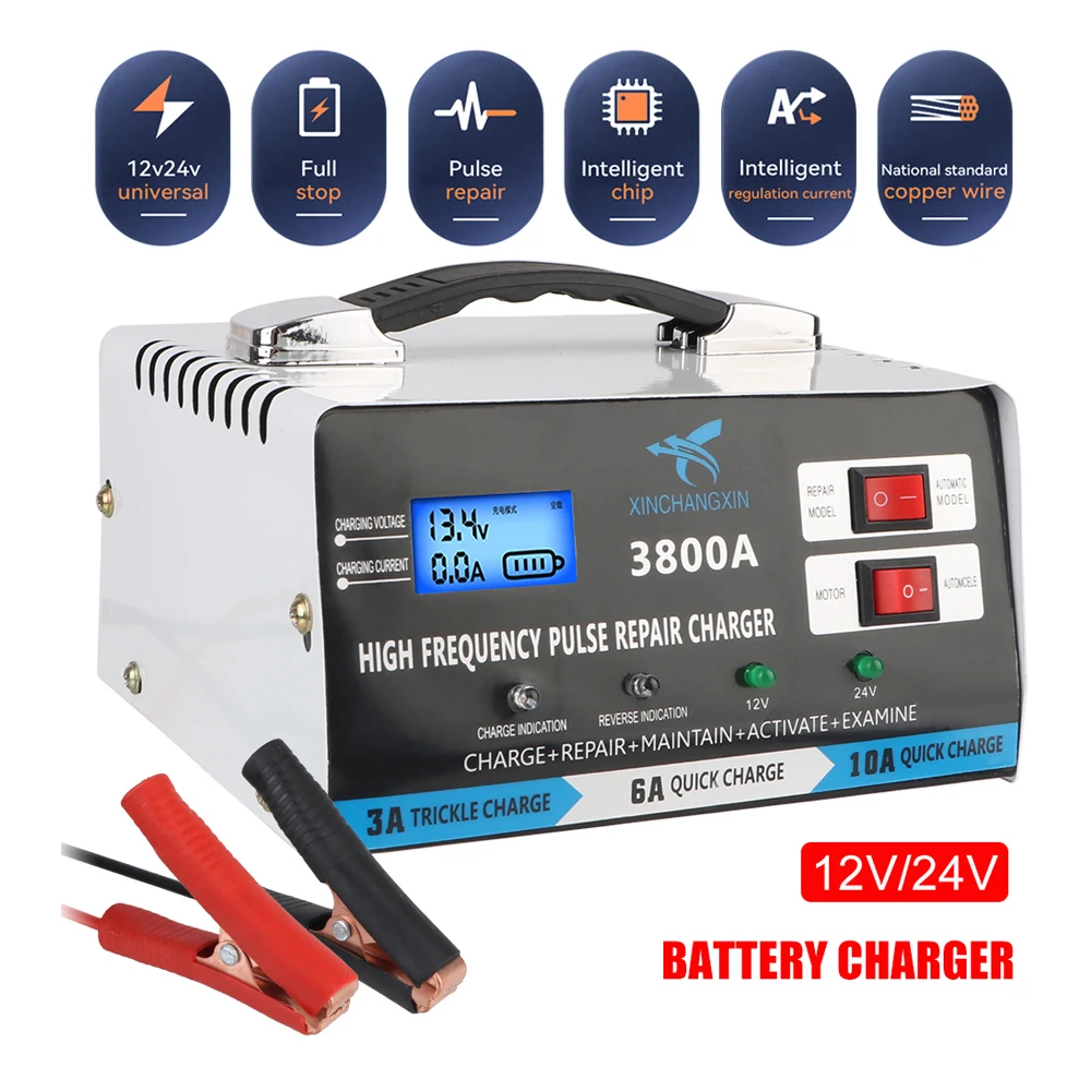 

24V 12V Battery Chargers Full Automatic Pulse Repair Automobile Batteries Charger Household Storage Cell Charger High Power 300W