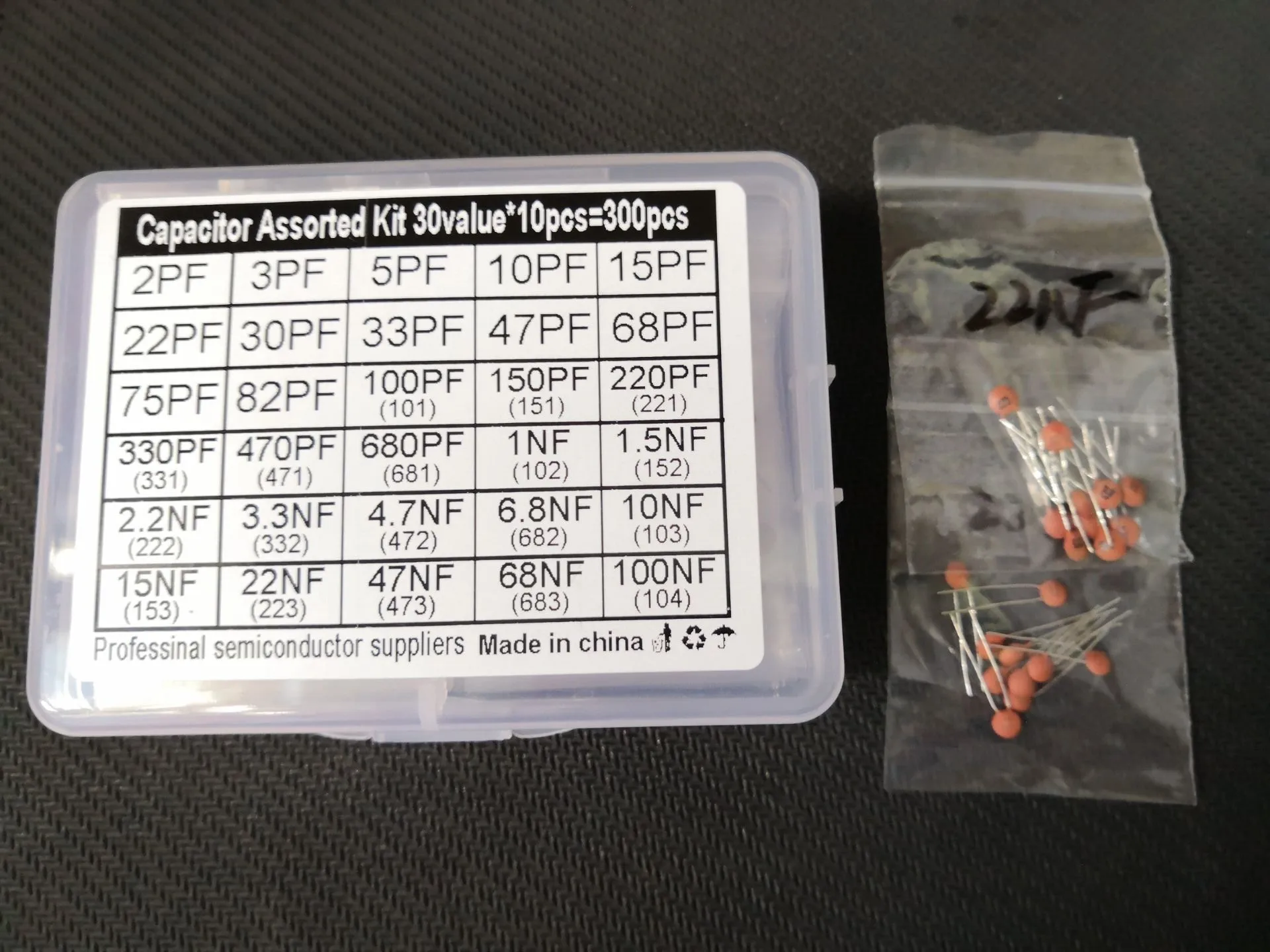 30 Assort=300pcs Ceramic Capacitor Kit 2pf To 0.1uf 100NF 10PF 22PF 47PF 100PF 220PF 470PF 101 471 102 222 332 472 223 473 104