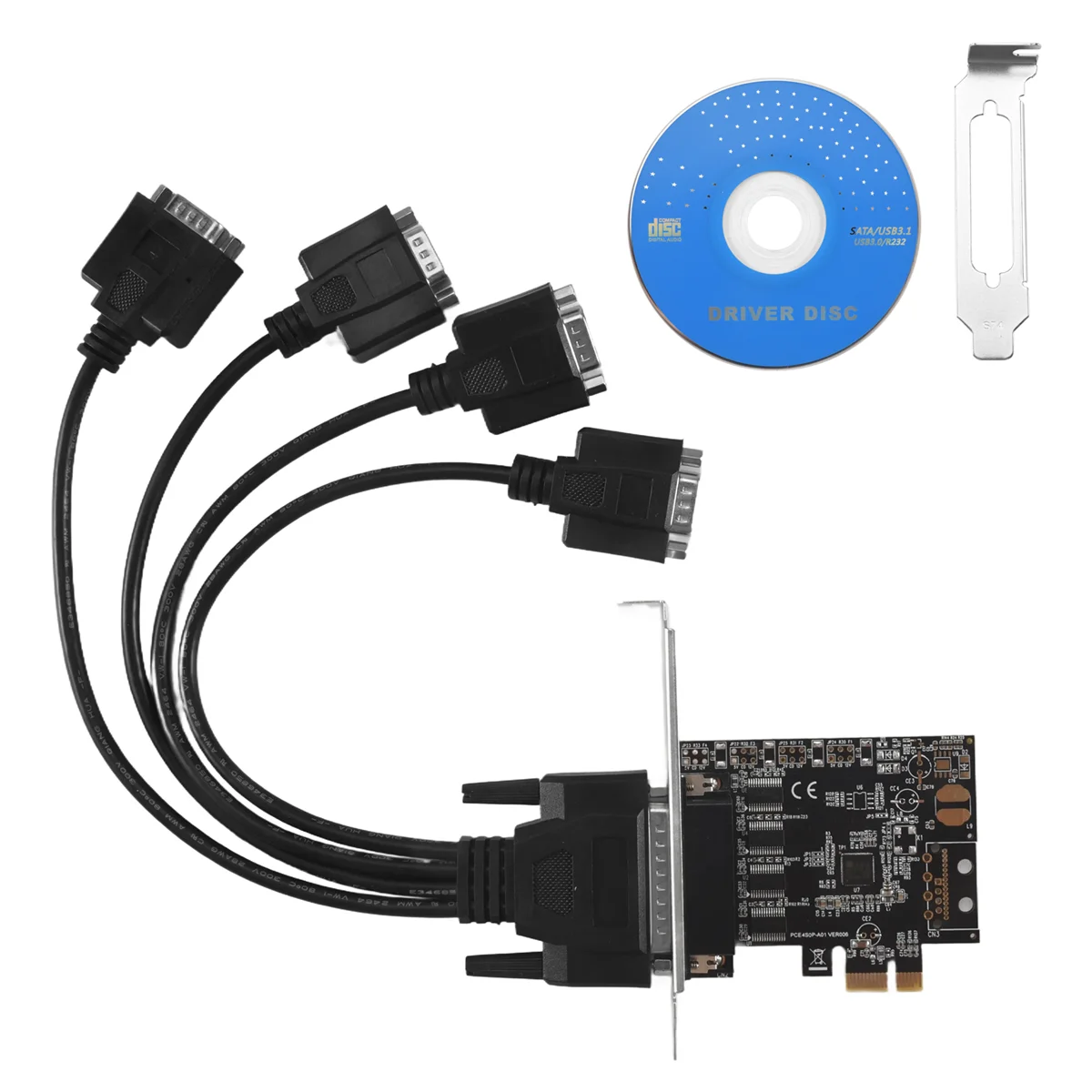Pci-eシリアルポートカード,pcie to 4シリアルポート,rs232,9ピン,産業用制御,4ポート拡張カード,ケーブル付きax99100