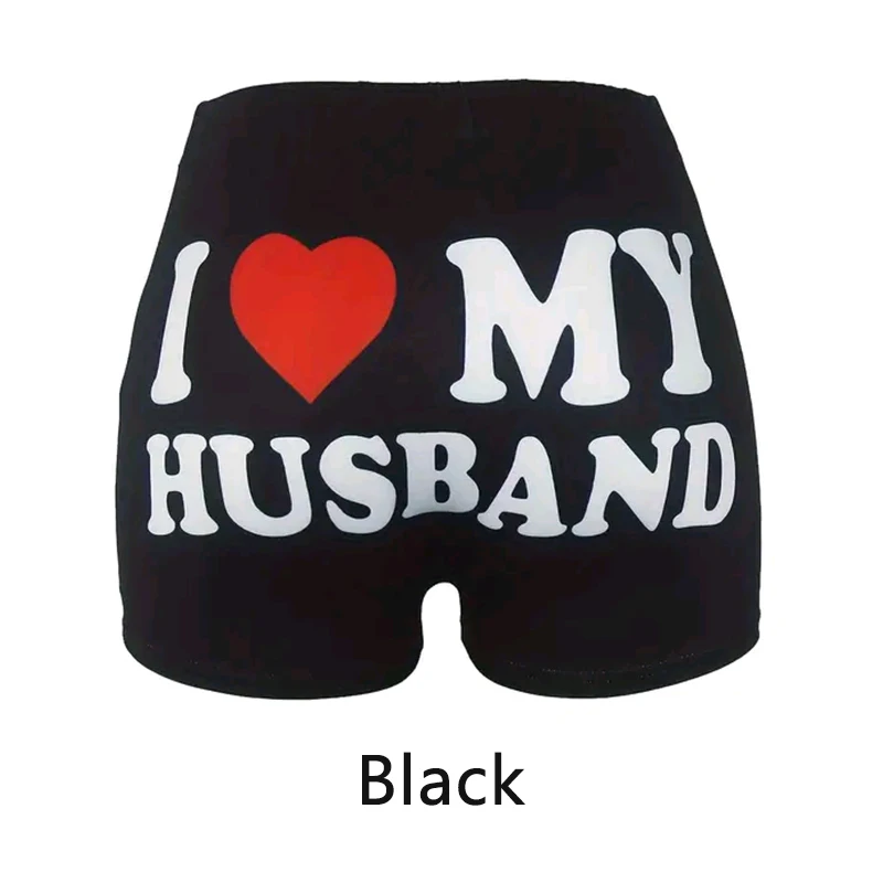 Women Shorts Sleep Bottoms Pajamas Boxers Black S M L Love Letter Printing Painted Design Casual Sports Fitness Sleep