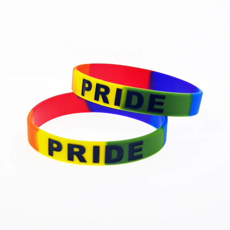 1 PC Subsection Blue Green Yellow Orange Red Color Pride Silicone Rubber Wristband