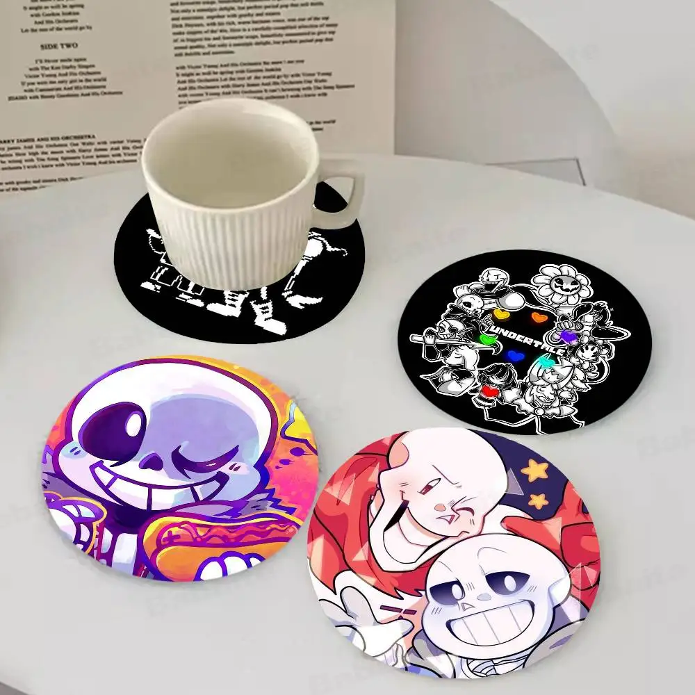 

S-Sans Undertale Anime Wooden Coaster Colour Printing Cup Mat Home Desk Decoration Gifts