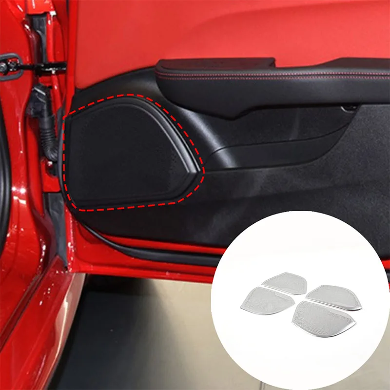 

Набор из 4 предметов, серебристый цвет из нержавеющей стали для Alfa Romeo Giulia 2017-2020, сетчатый чехол на дверной звонок, декоративная наклейка, автомобильные аксессуары