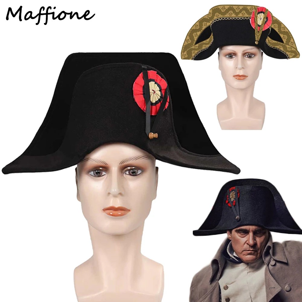 

Napoleon Cosplay Hat Costume Props Adult Admiral Bicorn Hat French Captains Cap Fantasy Suits Accessory Halloween Roleplay Gifts