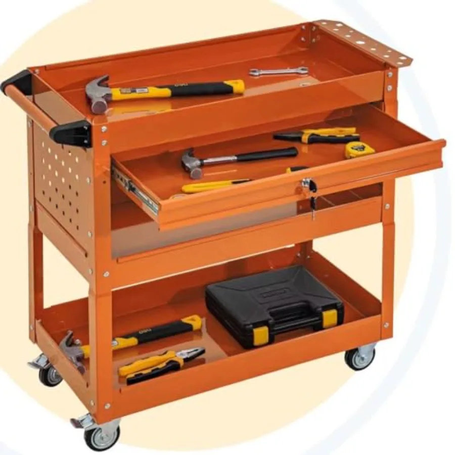 

3-Tier Rolling Tool Cart with Wheels Tool Storage Organizer Chest with Lockable Drawers Tool Box with Adjustable Shelf Utility