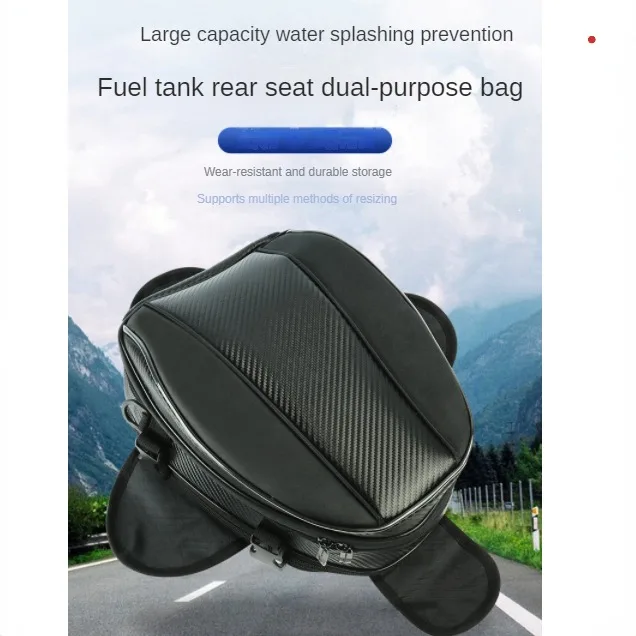 

Carbon Fiber Motorcycle Fuel Tank Bag, Knight Waterproof Rear Seat Bag, One Shoulder Travel Handheld Riding Helmet Bag