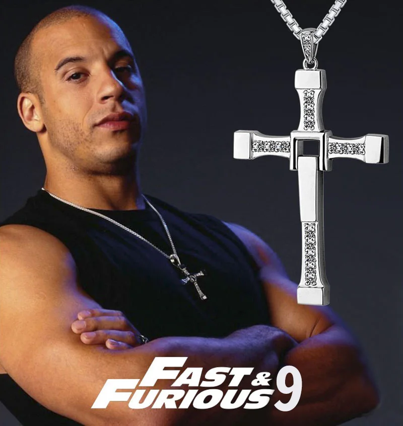 S925 Sterling Silver Cross Pendant Fast and Furious Movie Necklace for Men Women Gift