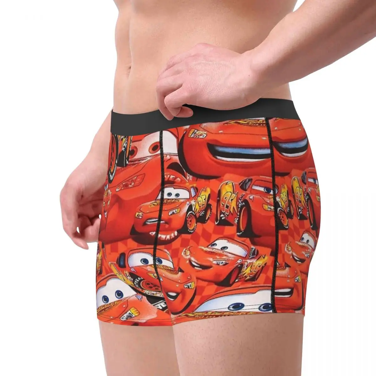 Homens relâmpago mcqueen carros galáxia roupa interior longa novidade boxer briefs shorts calcinha masculina respirável plus size