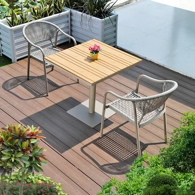 Heat and water resistant all-weather garden furniture design Wicker hand-woven solid wood outdoor table and chairs set