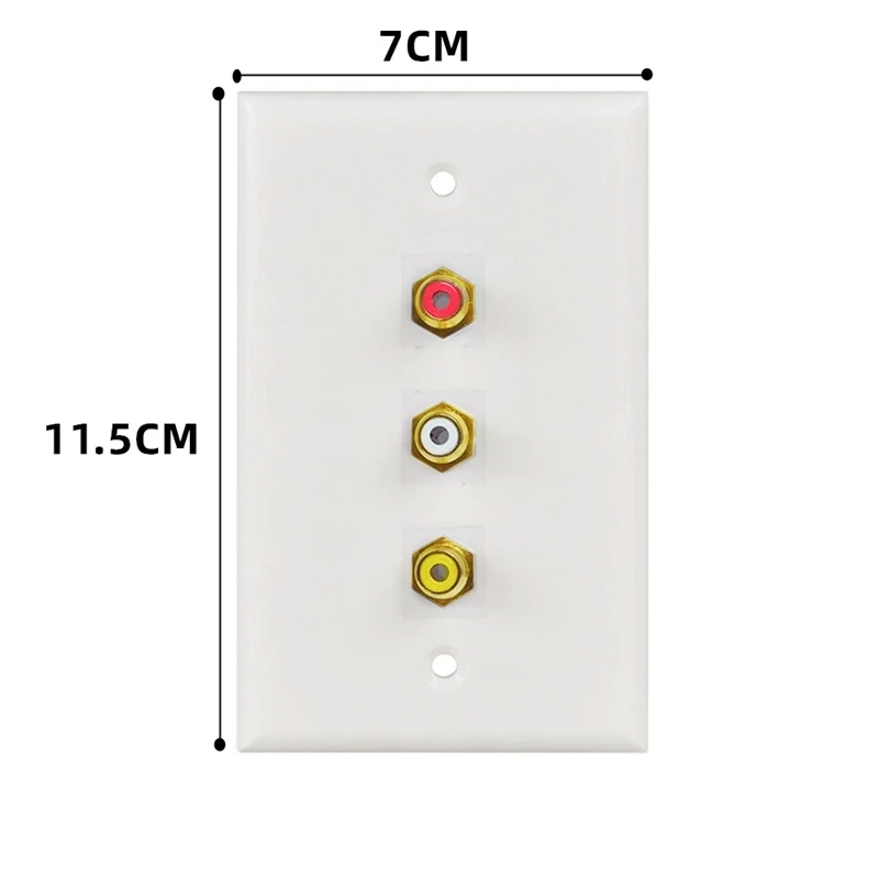 3 RCA Wall Plate, Composite Audio Video RCA  (Gold Plated) Keystone Jack Wall Plate Female to Female Connector for Home Theater