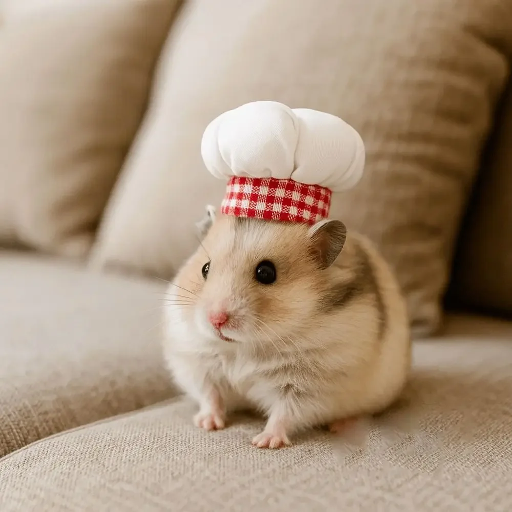 

Funny Adjustable Hamster Chef Hat Comfortable Decorative Pet Costume Hat Breathable Pet Dress Up Hat Pet Show