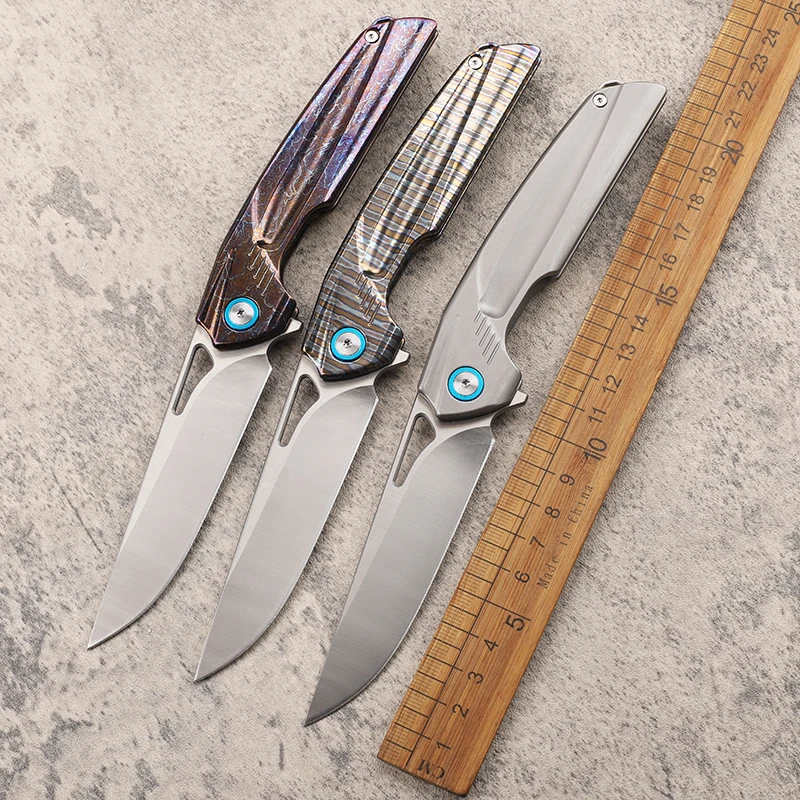 

New Oil Smooth Anodized and Gold Plated Titanium Handle D2 Steel Outdoor Camping Survival Fruit Collection EDC Knife