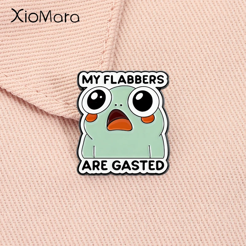 My Flabbers Are Gasted Enamel Pin Cartoon Shocked Frog Funny Animal Brooch Lapel Badge Jewelry Accessories Gift for Friends ﻿