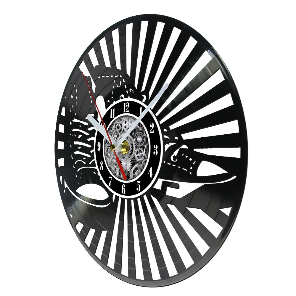 Sneaker Laser Cut Vinyl Record Wall Clock for Boys Room Shoe Store Trendy Artwork Decor Carved Music Album Handicraft Wall Clock