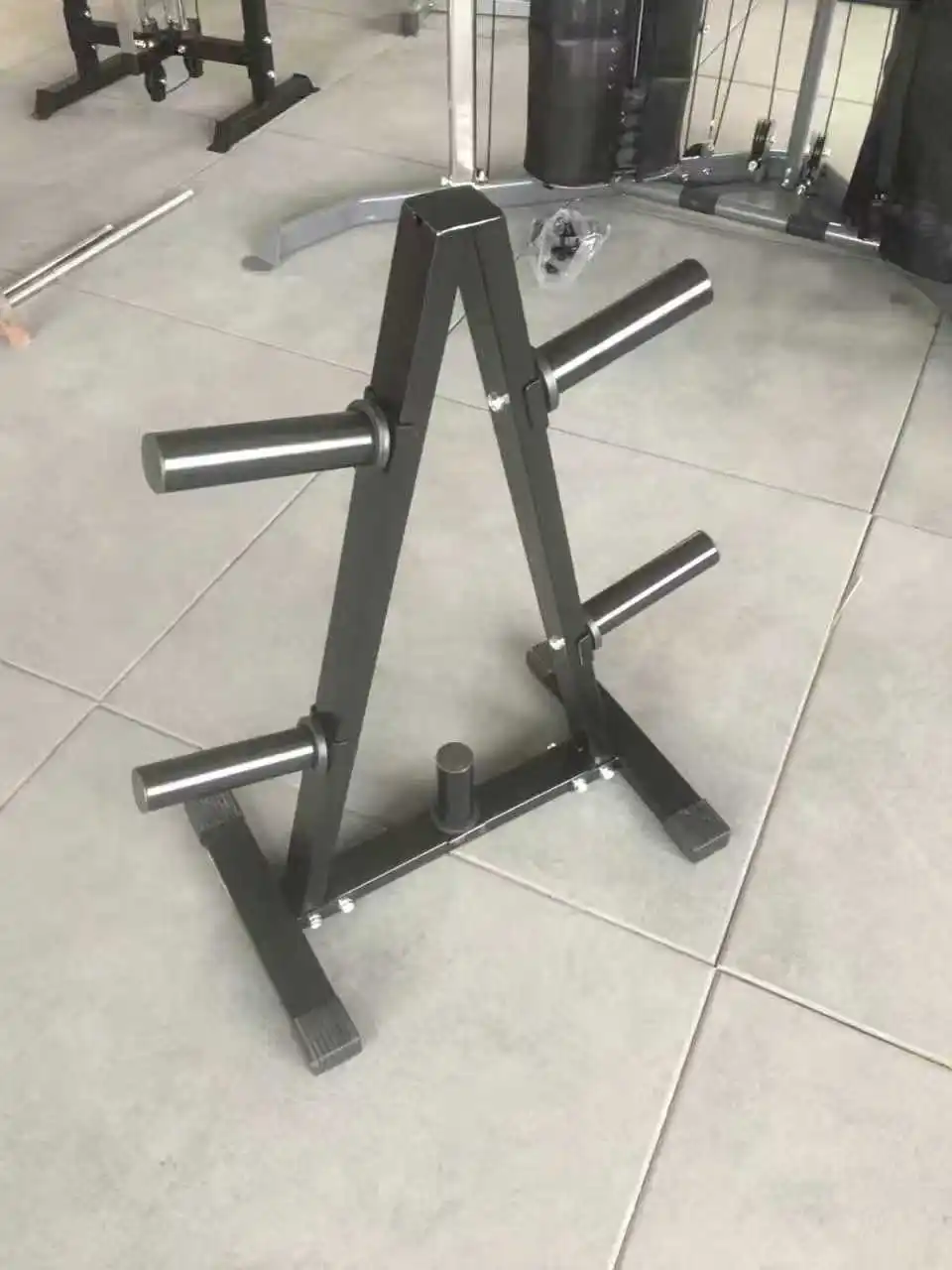 Steel Multifunctional Vertical Weight Plate & Barbell Rack Custom Black Finish