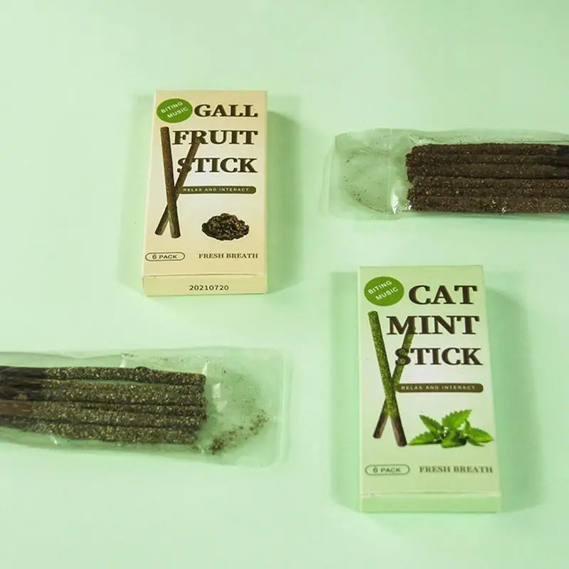 Cat Mint Sticks 6 Pieces Cat Chew Toy Kitten Teething Toys Catnip Toys Dental Care Cat Treat Toys Edible Kitten Toys For Cats