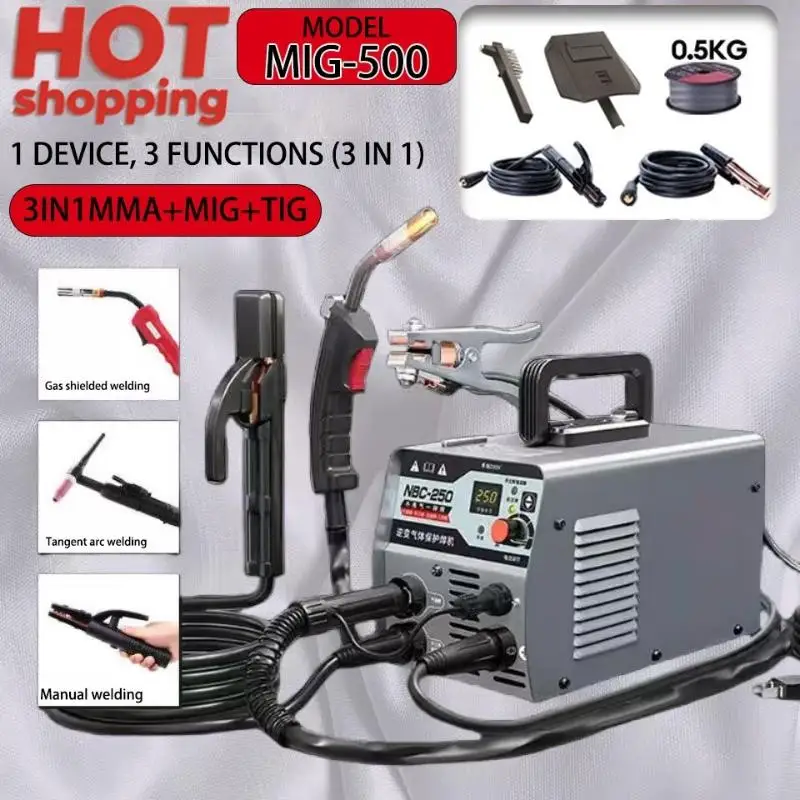 HOT Welding Machine Inverter Arc MIG400/250/500 3 IN1 Gasless Welder Portable
