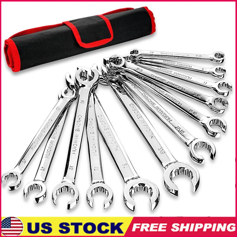 12-Piece Metric & Standard 12-Point Flare Nut Line Wrench Set 6-21mm & 1/4