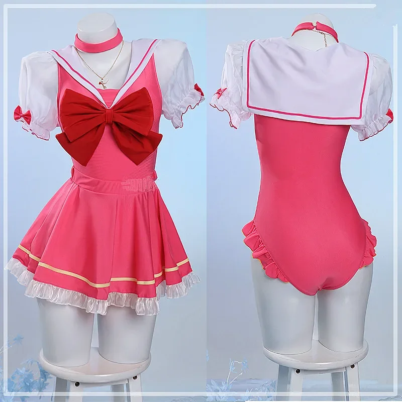 Kinomoto Sakura Sexy One-piece Swimsuit Game Card Captor Cosplay Anime Costume Women Bikini Set Swimwear for Girls Sizes S-XL