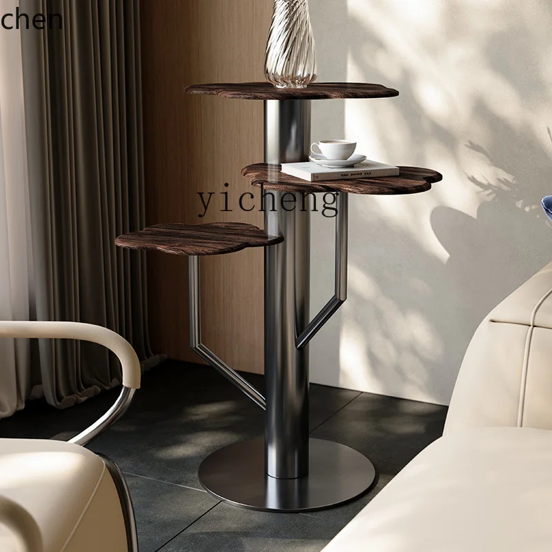 ZML minimalist flower shelf living room floor-to-ceiling walnut high-end balcony multi-layer shelf light luxury edge few