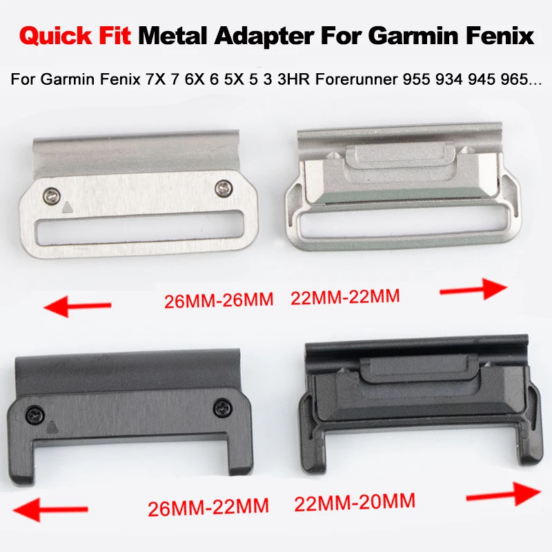 26 22mm Quick Fit Metal Adapter For Garmin Fenix 5/5X/5XPlus/6/6X/6XPro/7x/Forerunner 955 934 945 Watch Easyfit Buckle Connector