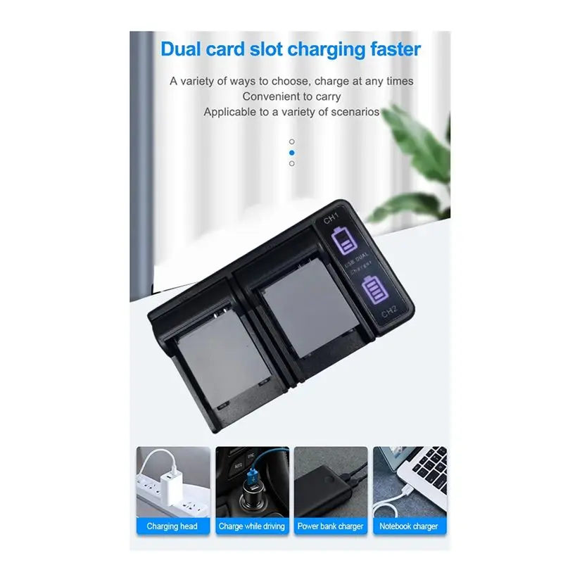 ABGI Dual for Canon NB-4L NB-6L NB-8L Battery USB-C Digital Display Camera